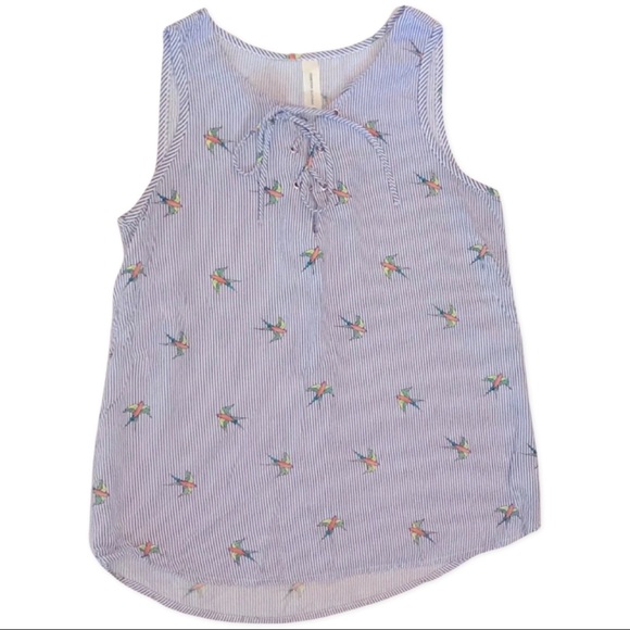 together clothing Tops - TOGETHER CLOTHING - SPARROWS & STRIPES LACE UP SLEEVELESS BLOUSE